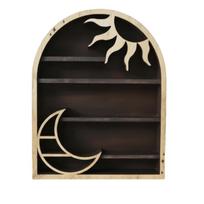 Wooden Material Wood Storage Shelf Crescent Sun Design Moon Design Crystal Shelf Vintage Style Bohemian Style Floating Shelves