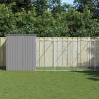Vidaxl Buda Dla Psa, Z Wybiegiem, Jasnoszara, 214X1273X181 Cm, Stal