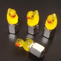4pcs Glow-in-the-Dark Duck Tire Valve Caps - Metal Universal Valve Covers with Cute Yellow Design Waterproof Accessories