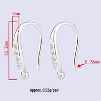 Handmade S925 Sterling Silver Wide Diamond Earring Hooks - Open-ended DIY Jewelry Accessories