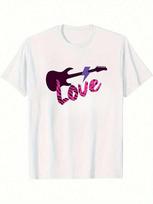 Unisex'S Slim Fit Casual T-Shirt With Palm Tree & LOVE Graphic Print S