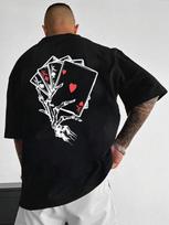 Unisex  Playing Card Print Drop Shoulder T-Shirt M