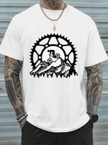 Unisex's Casual T-Shirt With Mountain Biking And Gear Graphic Print Casual Short-Sleeved T-Shirts XXXL