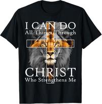 Strong Lion With Cross Christian Faith Inspirational Unisex T-shirt S