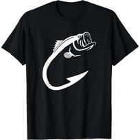 Fish Hook Minimal Art Cool Fishing Lover Art Lover Gift Unisex T-shirt L