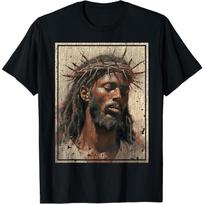 “Black Jesus Face Of Jesus Cross With Crown Of Thorns”Unisex T-Shirt S