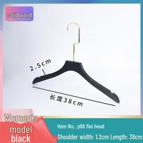 Black Solid Wood Non-Slip Clothes Hanger with Pants Clip for Men and Women, Logo Printing Available One unit