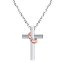 European & American Cross Couple Stainless Steel Ring & Necklace Set, 15MM & 18MM, Versatile Jewelry for Women