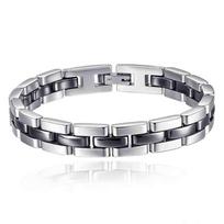 Cross-border 8MM Black & White Stainless Steel Ceramic Patchwork Couples' Bracelet