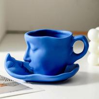 Face Shape Artistic Ceramic Mug European Style Tea Cup Decorative Couple Mug  Wedding Gifts