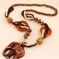 Sale Wholesale Price Necklace Boho Jewelry Wood Elephant Pendant Hand Made Bead Long Ethnic Style 1