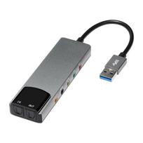 Zacoora External Sound Card USB Fiber Optic Sound Card Multifunctional Aluminum Alloy Mixing Sound Card 6 in 1 USB SOUND
