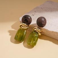 Retro Resin Irregular Drop Earrings for Women Fashion Geometric Circular Brown Wooden Earrings Wedding Party Jewelry Gifts