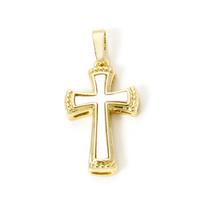 1pc Natural Shell & Brass Cross Charm Religious Pendant Multicolor Melon Seed Buckle Brass Pendant For DIY Jewelry Making