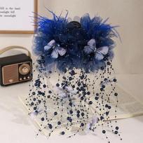 Fashion Fairy Butterfly Hair Clip Mesh Flower Tassel Claw Clip Elegant Large Shark Clip for Girls