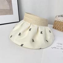 Trendy Wide Brim Women's Bow Sun Hat Empty Top Foldable Sun Visor Hat Quick-drying UV Protection Bucket Hat Summer Outdoor