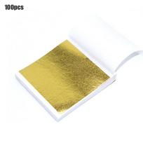 100pcs Art Design Paper Sheets Pure Sheets Practical Pure Shiny Gold Silver Rose gold Leaf for Gilding DIY Craft  Decoration