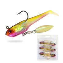 6pcs Spin Spoon Sequins Artificial Baits Jig Head Wobblers Swimbait T Tail Soft Baits for Trout Bass Shad