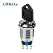 HUNJUN 19MM Metal Latching Key Rotary Switch