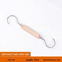Beech Wood Women's Clothing Hanger with Multi-Functional S-Hook for Scarves and Cotton Rope Single