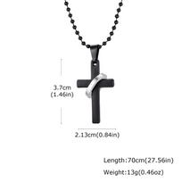 Cross Necklace for Men, Non Fading Stainless Steel Cross With Round Ring Pendant Necklace 70cm Beads Chain, Hip Hop Punk Jewelry