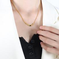 French Fairy-Like Lapis Lazuli Necklace for Women: 18K Gold Titanium Steel Clavicle Chain