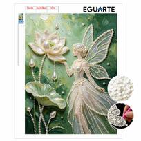 Frameless DIY Pearl Bead Painting Kit Elegant Fairy Pattern Creative Relaxing Craft Canvas Home Decor Adult Gift 30x40cm