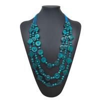 Ethnic Bohemia Statement Necklace Color Wood Multi Layer Bib Beads Necklace Handmade Long Choker Necklace