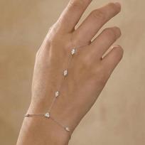Shining Rhinestone Water Drop Bracelet Rings for Women Vintage Geometric Metal Chain Bracelet Beach Party Jewelry Accessories