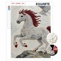 DIY Pearl Bead Art Canvas Horse Pattern Frameless Creative Craft Painting Kit for Relaxing Home Wall Decoration 30x40cm