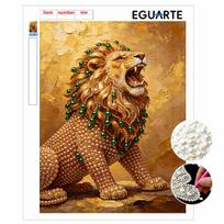 DIY Pearl Bead Art Canvas Lion Pattern Frameless Creative Craft Painting Kit for Relaxing Home Wall Decoration 30x40cm