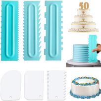 6pcs Irregular Teeth Edge Cake Comb Scraper Cream Flattener Cake Trowel Spatula Dough Butter Pastry Cutters  Baking Accessories green