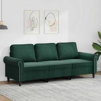 Vidaxl Sofa 3-Osobowa, Ciemnozielony, 180 Cm, Obita Aksamitem