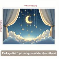 Whimsical Baby Shower Tapestry, Starry Sky with Hanging Decor 47.2x31.5inch/120*80cm