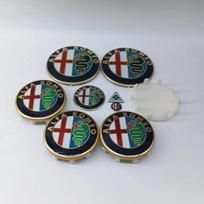 1Sets 9pcs 60mm 10pin Wheel Hub Cover cap key stickers 40mm Steering wheel stickers 74mm Front rear emblem forAlfa Romeo 159 166