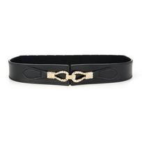 Women's Wide Genuine Leather Black Waistbelt for Skirts, Coats, Jackets - Versatile, Elastic & Stylish for Winter