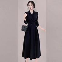 High-End French Balloon Flower Dress Spring Unique Chic Mid-Length Shirt Dress S