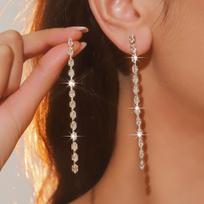 Gorgeous Sparkling Zircon Dangle Drop Earrings for Women Fashion Simple Long Earring Wedding Party Jewelry Brincos Accessories