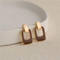 FTCY Vintage Brown Hollow Square Drop Earrings for Women Wedding Party Geometry Metal Earrings Trend Classic Women's Jewelry