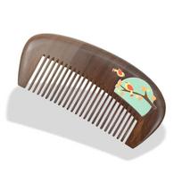 Mandarin Ducks Hand-Painted Peach Wood Hair Comb for Daily Use