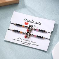 2Pc/Set Trendy Cute Ladybug Daisy Bracelet For Women Girl Colorful Crystal Beads Braided Rope Bracelet Couple Friendship Jewelry