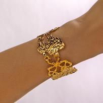 Bold Vintage Wide Geometric Striped Stainless Steel Cuff Bangle for Women Sculptural Wavy Butterfly Bracelet Aesthetic Jewelry