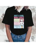 Just A Girl Who Loves Anime Cats Boba T-Shirt Wounisex T Shirt Cosplay Clothes Streetwear Tee Shirt Plus Size Tops S