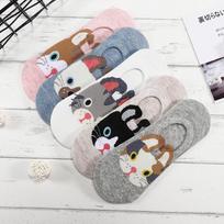 5 poros/partija Moteriškos kojinės Saldainių spalvos Smulkaus gyvūno animacinis raštas Laivelio kojinės Kasdienės Mergaitėms Panelei Juokingos Pack of 5