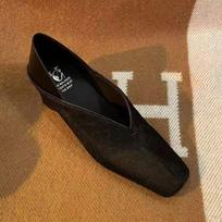 Leopard Square Toe High Heels Women Loafers Shoes  Trend Designer Suede Mules Sexy Dress Pumps Shallow Chunky Slippers Mujer 38 black