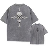 Hip Hop Retro Washed T-Shirt Streetwear Anime Print Graphic Summer T Shirt 100% Cotton Unisex Tshirt Men  Women  Tops Tees S