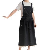 Cross Back Cooking Apron Breathable Retro Cotton Embroidered Bib Apron for Home A