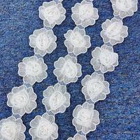 Lace Lace Organza Embroidery Three-Dimensional Flower Hot Diamond Decal Barcode Cloth Sticker Jewelry Clothing Accessories T340 one yard