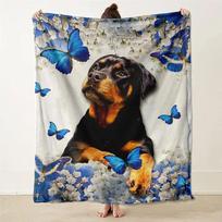 Blanket Sofa Bed Blanket Super Soft Warm Rottweiler Dog Funny 3D Print Blanket Cover Fleece Throw Blanket# 75X95CM