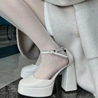 Women's High Heels 2024Summer New Style Simple Solid Color Fashion Square Heel Comfortable Elegant Banquet Party Mary Jane Shoes 35